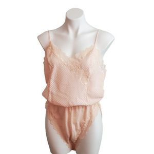 Vintage 1990's Delicates Peach High Cut Teddy